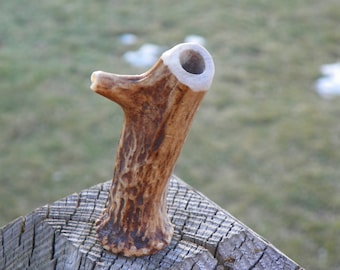Bone Pipe, Antler Pipe, Small Fry, Novelty Pocket Pipe, Natural Whitetail Deer Antler, Minimalist, Eco-Friendly Tobacco Pipe. Travel Pipe