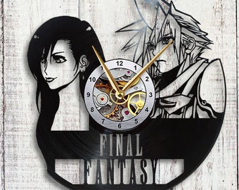 Cloud Strife with Tifa Lockhart from Final Fantasy VII Vinyl LP Record Wall Clock