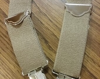 Beige Men's Suspenders Khaki tan sand color adult suspenders