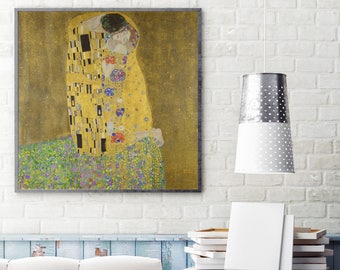 The Kiss Klimt, The Kiss, Klimt, Gold, Gold Print, Famous Art, Klimt Art, Klimt Print, Gold Canvas, Famous Artwork, 200