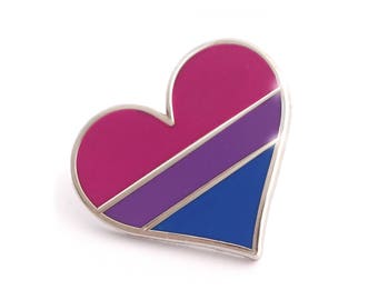 Bisexual pride pin, gay lapel pin, bisexual flag pin, heart enamel pin, gay decoration, bi community