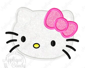 Kitty Applique 2 Machine Embroidery Design 4x4 5x7 6x10 Hello cat hk cute simple sweet INSTANT DOWNLOAD