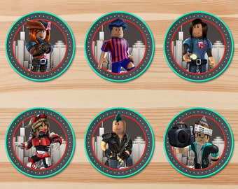 Roblox Cupcake Toppers - Chalkboard - Roblox Toppers - Roblox Party - Roblox Printables - Roblox Birthday Party Favors - Printable Stickers