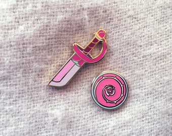Steven Universe Rose Quartz Sword and Shield Enamel Pin