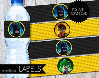 Batman LEGO Birthday Party PRINTABLE Water Bottle Labels- Instant Download | The LEGO Batman Movie