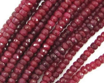 6pcs Genuine Micro Faceted Ruby Beads / 3 mm Red Ruby Gemstone Rondelles Loose Beads / Natural Precious Stone Beads/ Designer Jewelry Making