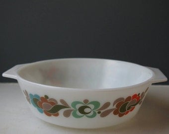 Vintage JAJ Milk Glass Pyrex Carnaby Tempo Casserole Dish, Serving Bowl, Retro Tableware, Ovenproof Bowl, Vegetable Dish, Cookware, British