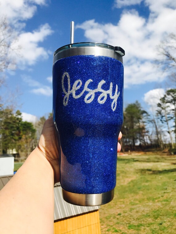 Items similar to Blue Glitter yeti/ glitter dipped rtic/ glitter
