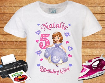 Sofia the First, Any Name, Any Age for Birthday Girl, Family Birthday Shirts, Princess Disney, Iron on Transfer, Printable. 2.