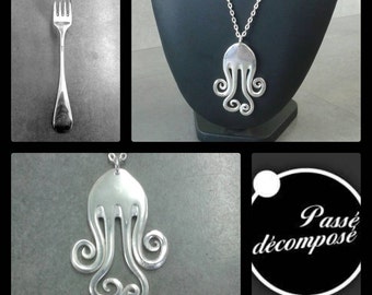 fork pendant necklace silvered
