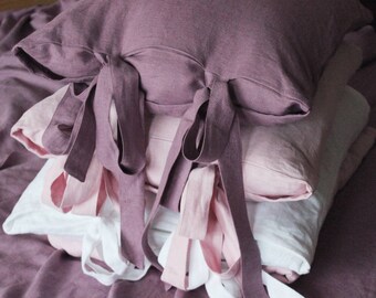 Linen sheet. set of 3.Flat sheet Pink.Sheet gray. Stone washed Baltic linen. Flat sheet and two pillowcases. US Twin. Full. Queen. King