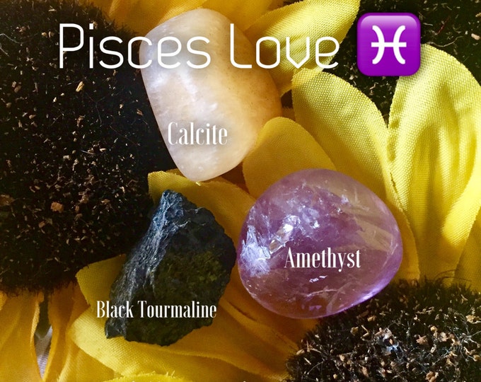 Pisces Love ~ Calcite, Black Tourmaline, & Amethyst