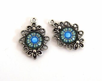 Support cabochon 12mm antiqued silver tone 30x20mm packs of 5/10 units