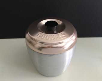 Vintage Spun Aluminum Two Tone Cookie Jar