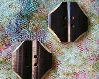 Retro Black and White Vintage Pair of Buttons. 3.5 cm