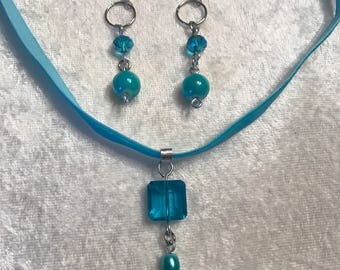 Spring Blue Cz Jewelry Set