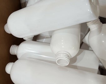 Upcycled Art Supply-10 Shiny White Plastic Bottles with Shoulders