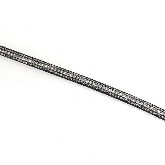 Black Silver Rhinestone Choker | Black | Square rhinestones | silver | Elegant choker | BELLA