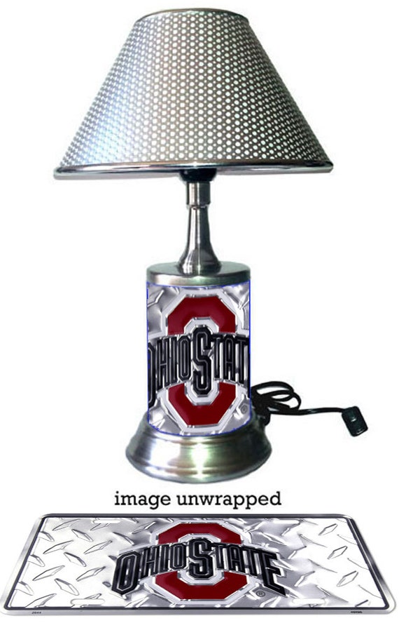 Ohio State Buckeyes Lamp with chrome shade lamp base wrapped