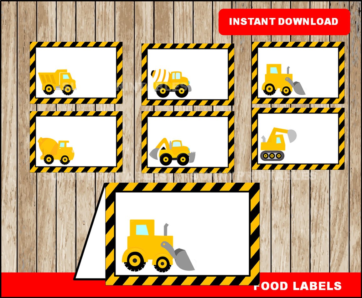 Construction Food Labels Printable Construction Tent Cards