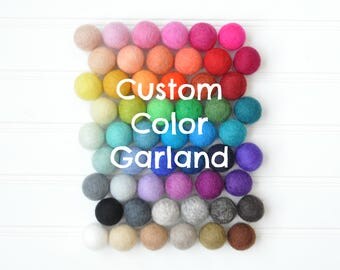 Felt Ball Garland, Pom Pom Garland, Felt Garland, Felt Bunting, Wool Felt Balls, Custom Felt Ball Garland, Nursery Decor, Baby Shower Decor