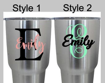 Yeti Decal, Yeti Monogram, Wedding Party Decals, Vinyl Monogram, Water Bottle Decal, Laptop Decal, Car Decal, Yeti Sticker, .99 Shipping
