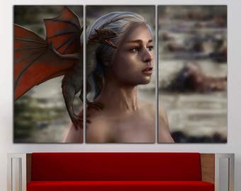Daenerys wall art Daenerys wall decor Daenerys print Daenerys canvas Game of Thrones Canvas Game of Thrones print Game of Thrones wall art