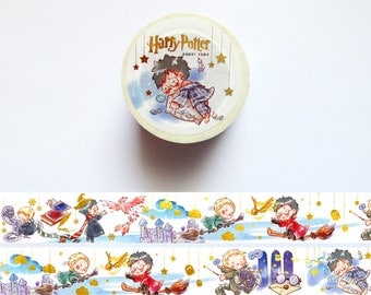 Harry Potter Washi Tape, Hogwarts Quidditch Washi Roll, Draco Malfoy, Gold Foil Deco Tape