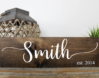 Custom Last Name Sign| Wedding Gift| Housewarming Gift| Painted Wood Sign| Custom Wood Sign| Rustic Home Decor| Farmhouse Decor| 18" x 5"5