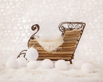 Newborn Digital Backdrop Christmas Winter Sleigh