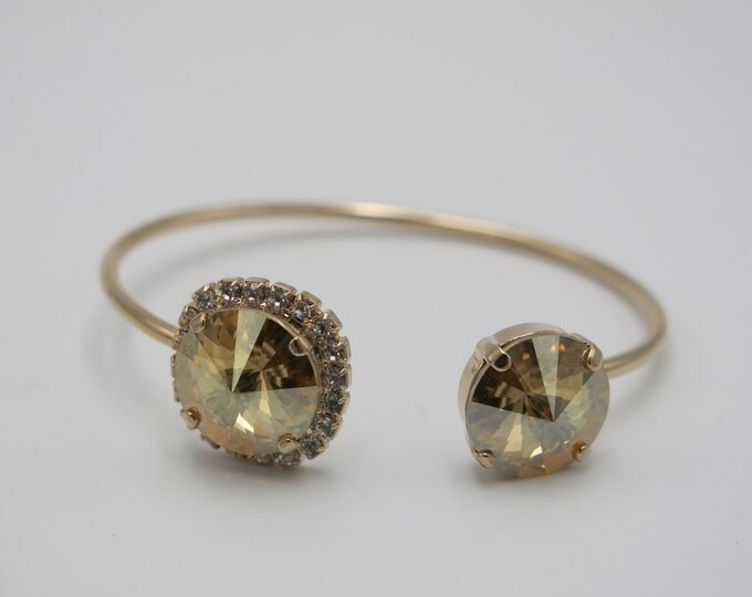 Fancy yellow, canary yellow, golden shadow rose gold slim open cuff bangle Swarovski crystal bangle cuff bracelet jewelry