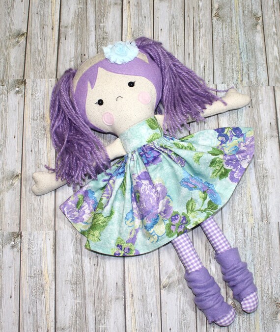 Baby Doll Girl Doll Rag Doll Lavender and Blue Purple and