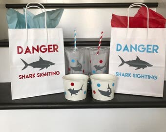 Unique Party Shark Partytüten – 8 Stück, Ca. 23x18 Cm, Mit Süßem Hai-Motiv, Für Kindergeburtstage