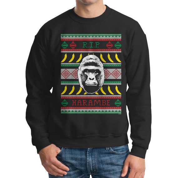 RIP Harambe Ugly Christmas Sweater Gorilla Mens Funny Sweatshirt