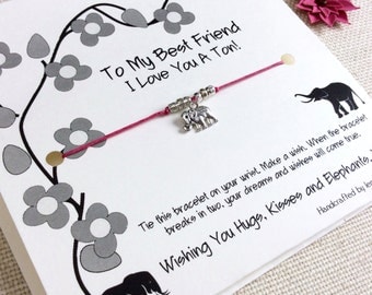 Friendship Bracelet Gift For Best Friend Bracelet Friendship Elephant Best Friends Friendship Wish Bracelet Best Friend Elephant