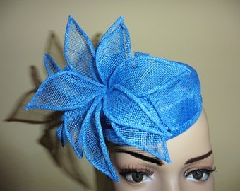 Bright Blue Pillbox Hat. Blue Hat.Wedding Hat.Ascot Race Hat. Occasion Hat.Blue Wedding Hat. Blue Race Hat. Blue Occasion Hat