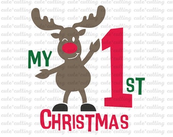 My first Christmas svg Christmas svg Rudolph svg Reindeer svg dxf jpeg cutting files for Silhouette Cameo, Portrait, Curio, Cricut