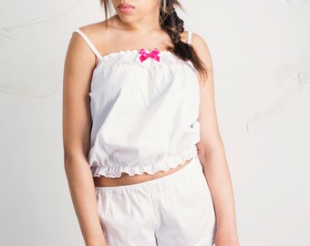 White Cotton Nightwear/Sleepwear two piece set available sixe 8-10, 12-14