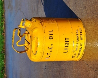 Antique Gas Can, Antique Oil Can, Vintage Oil Can, Vintage Military, Rustic Home Decor, Rustic Decor, Yellow, Vintage Gas Can, Gas Station.