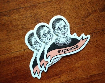 Ruth Bader Ginsburg Sticker, Notorious RBG, Supreme Court Justice, Feminist Stickers, Lawyer Sticker, Gift, Law school gift