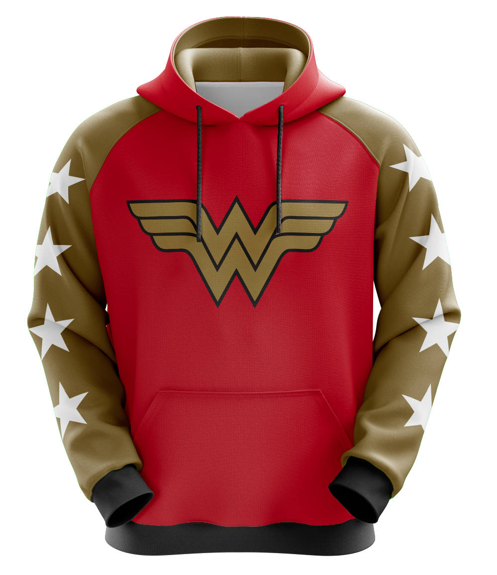 Hoodie / Custom Sweatshirt Wonder Woman Hoodie Red and Gold