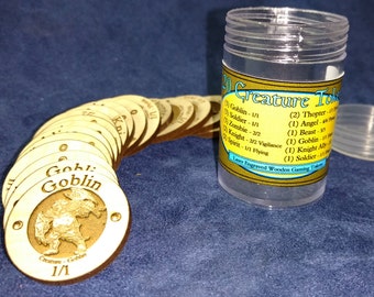 Set #1 of (20) Wooden Creature Tokens for Magic the Gathering