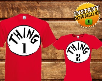 Set Thing 1 Thing 2 Iron On Transfer,Printable Thing 1 Thing 2 T-shirt,Dr. Seuss iron on transfer,Dr Seuss printable, Dr Seuss T-Shirt -DIY