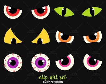 Clip Art Spooky Eyes Clip Art spooky eyes clipart etsy creepy eyeballs cute vector clip art commercial use instant download