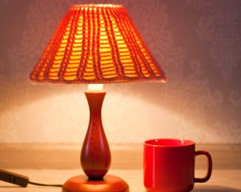 Knit cozy Lamp shade. Knitted Lamp shade. Peach Lamp shade. Lamp shade Décor