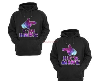 I'm Hers He's Mine Couple Raglan Hoodies Matching Hoodies For Couples pärchen pullover Couple Matching Sweatshirts