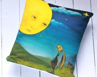 Cuddly pillow Hare and moon