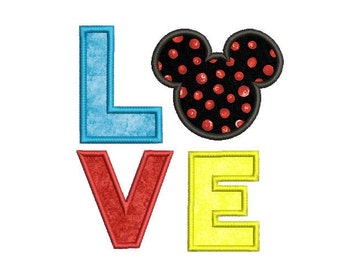 Mickey applique design , Disney embroidery design , Love applique design , Mickey mouse face embroidery design , Baby embroidery