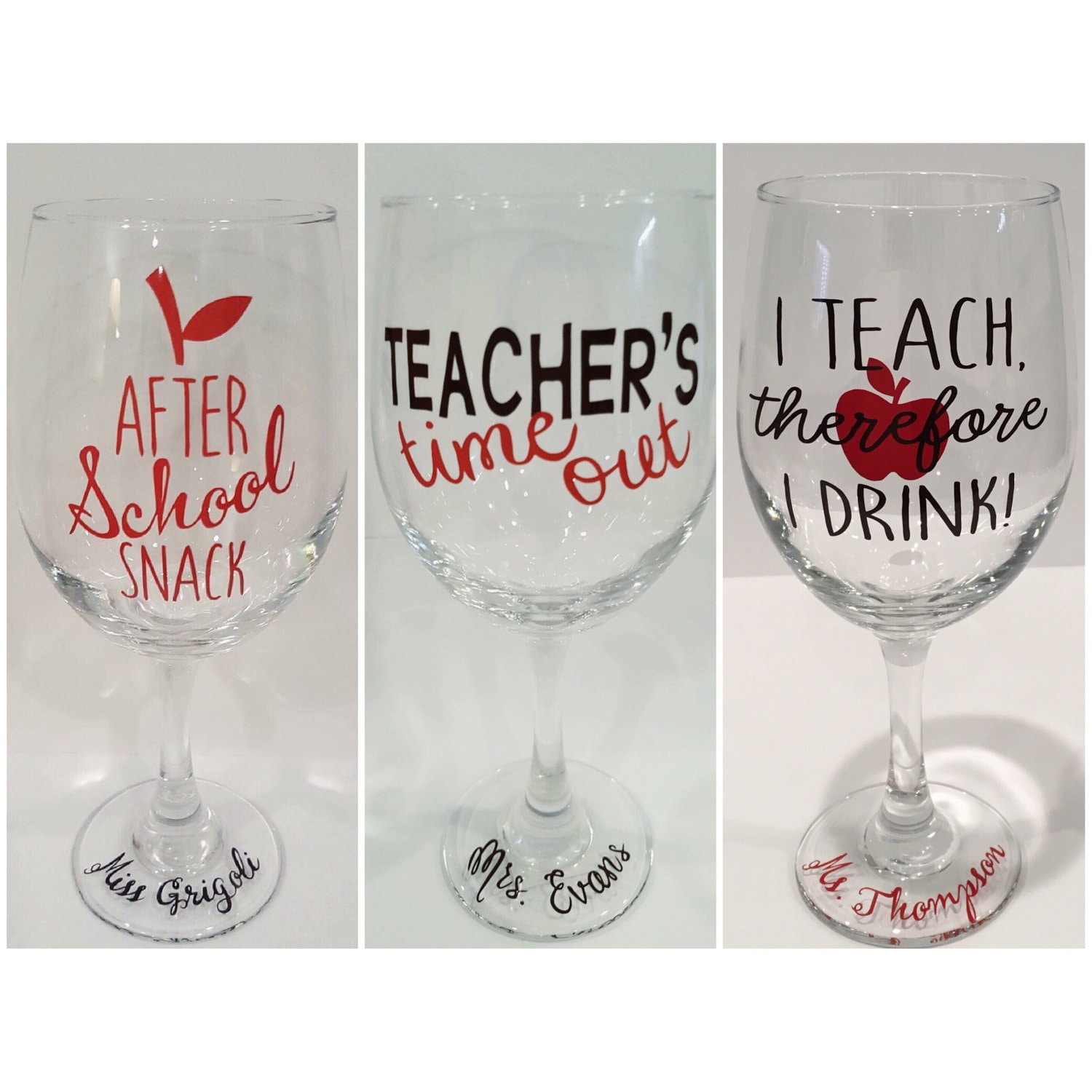 Download Funny Teacher Wine Glasses After school snack Teacher's