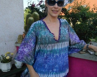 Tunic, batik tunic, hippie blouse, shirt, blouse,